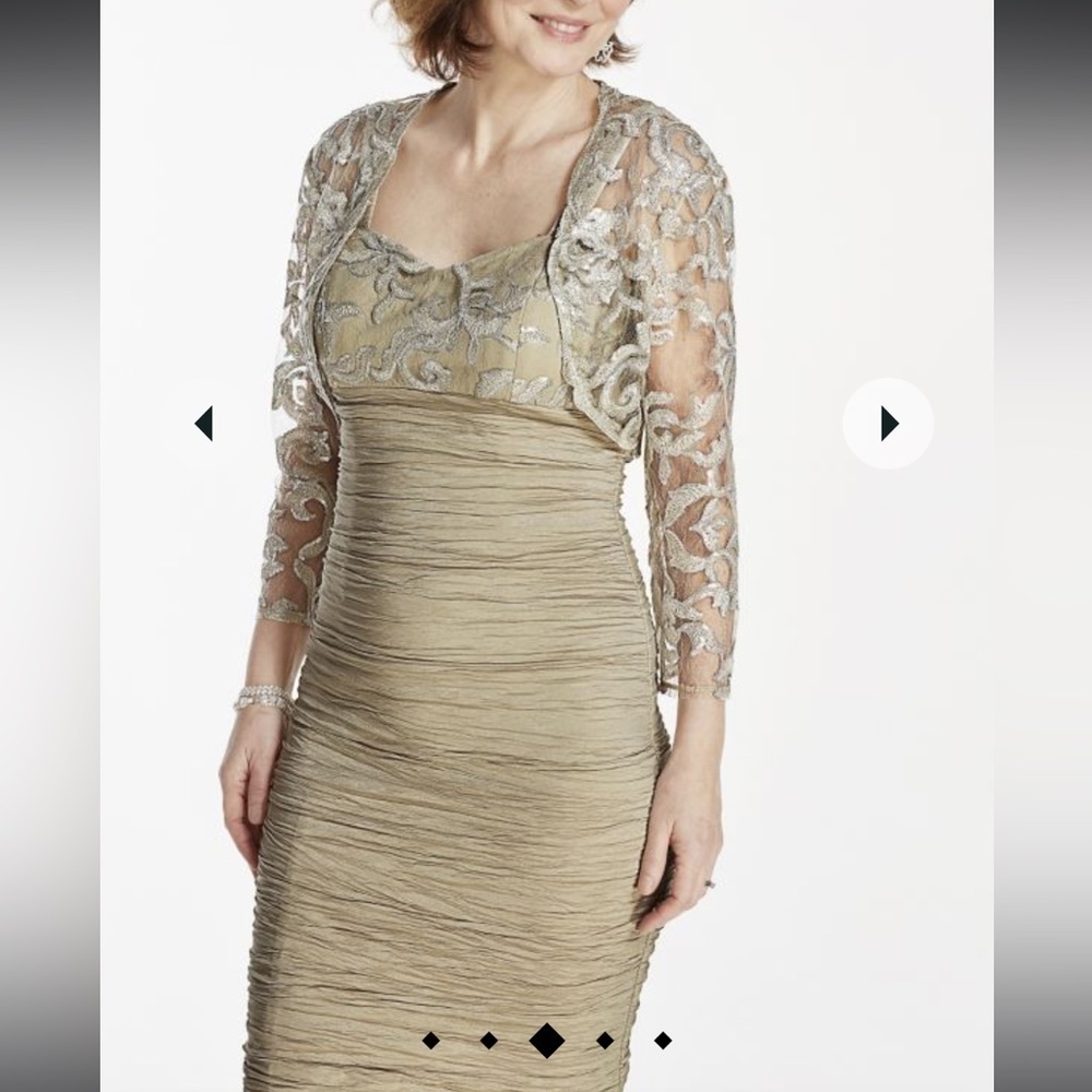 CACHET short taffeta dress with 3/4 sleeve sequin bolero size 14 NWT!